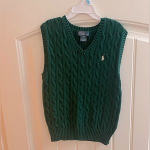 Ralph Lauren, Boys size 8, Green cable knit sweater vest